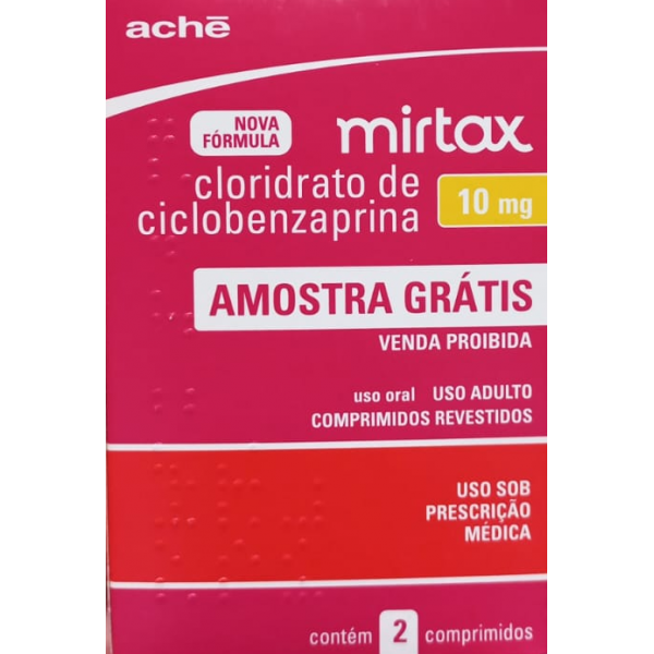 MIRTAX CLORIDRATO DE CICLOBENZAPRINA 10MG 2 COMPRIMIDOS